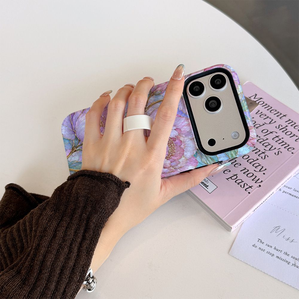 iPhone 17 Pro Max case, colorful window, peony design, 2-in-1, magnetic