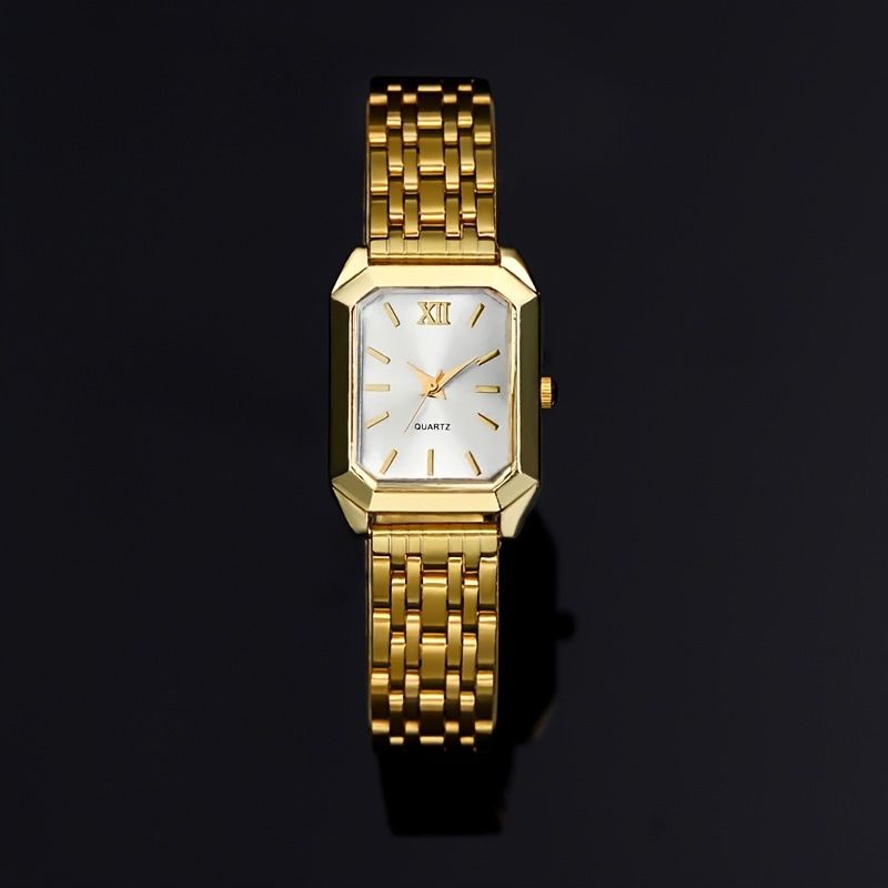 5-Piece Square Dial Women's Quartz Watch Set with Necklace