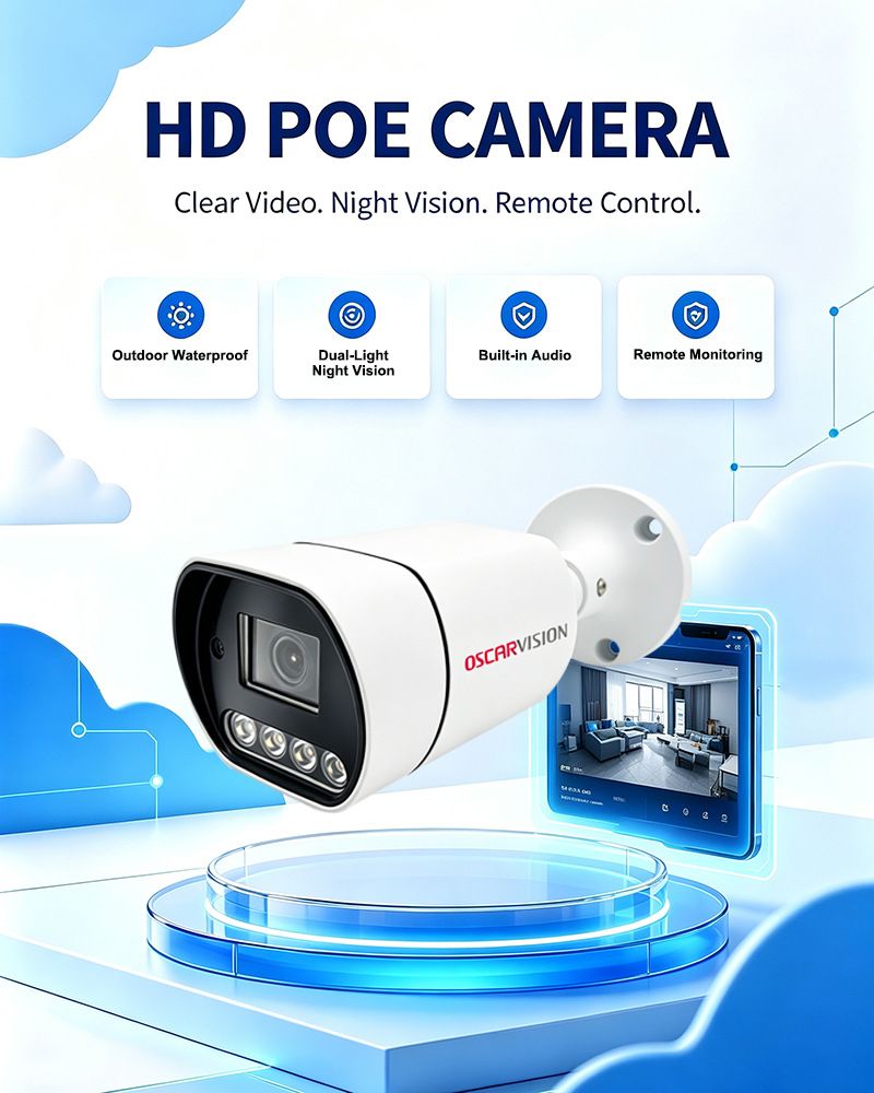 POE güvenlik kamerası 8MP çift ışıklı tam renkli gece görüşü dış mekan su geçirmez