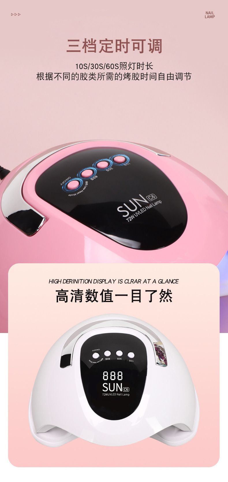 High-power LED nail lamp, 24 LED, quick-dry