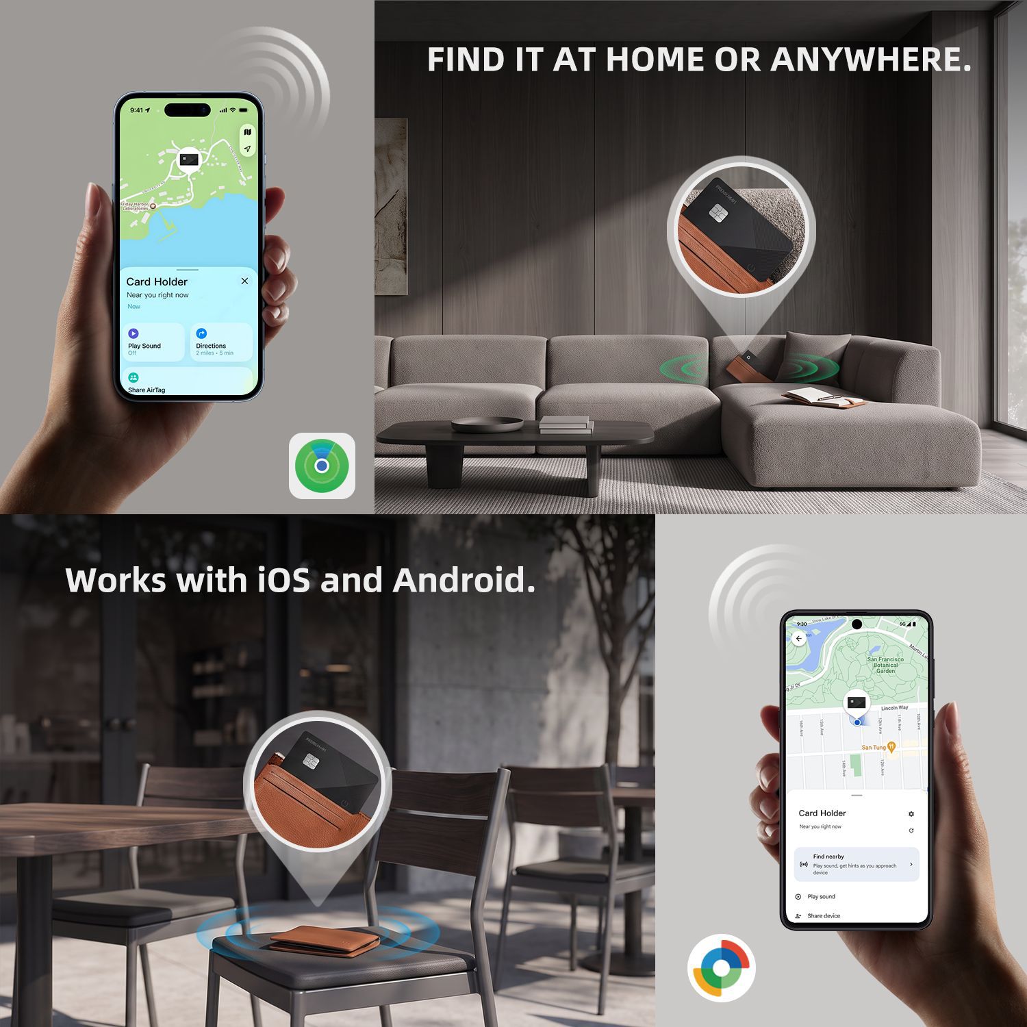 Funkortungskarte Tracker IP68 wasserdicht iOS/Android