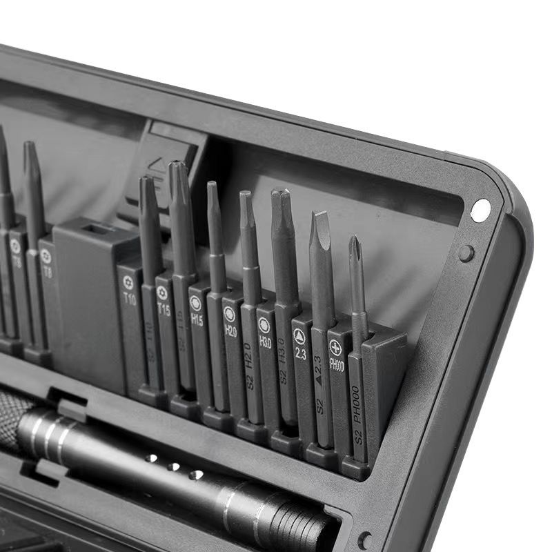 30-in-1 Schraubendrehersatz mit magnetischen S2-Bits für Elektronik
