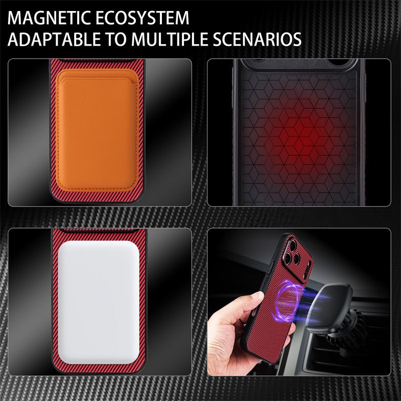 Sony Xperia 5 case, carbon fiber pattern, magnetic