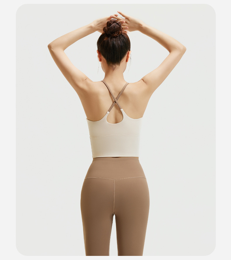 Nahtloses Yoga-Top, stoßdämpfend, Push-up, rückenfrei