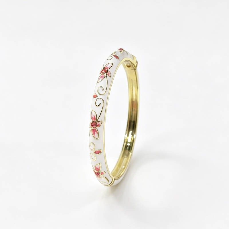 Enamel flower women's bracelet, open design