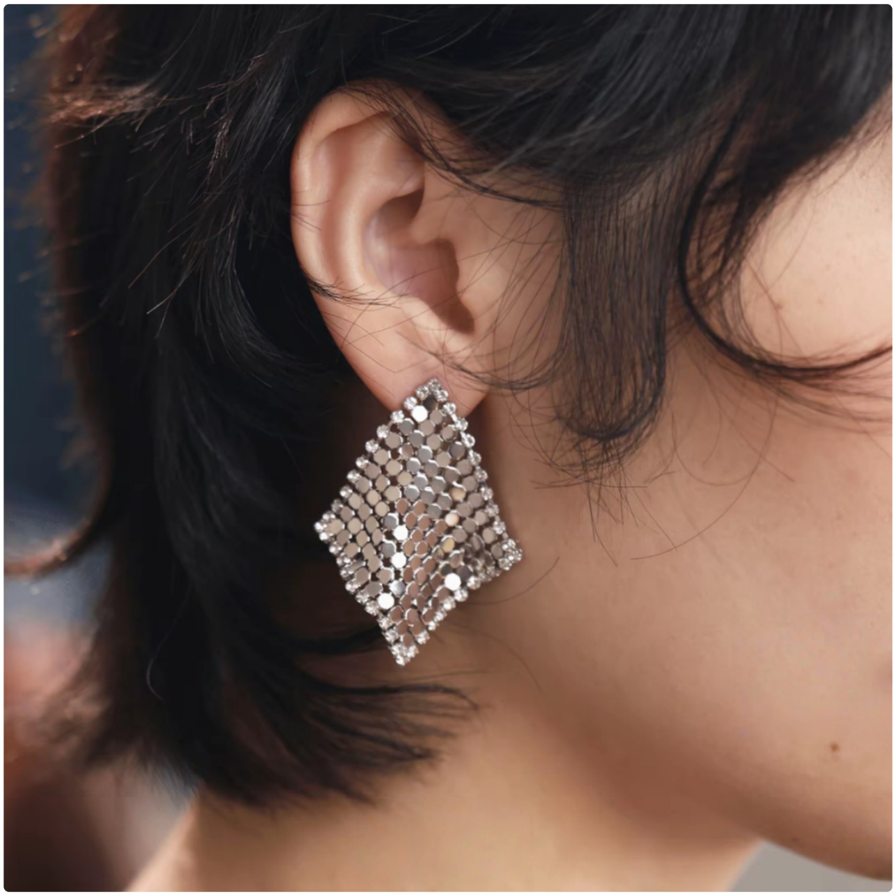 Diamond zircon tassel earrings, French vintage style
