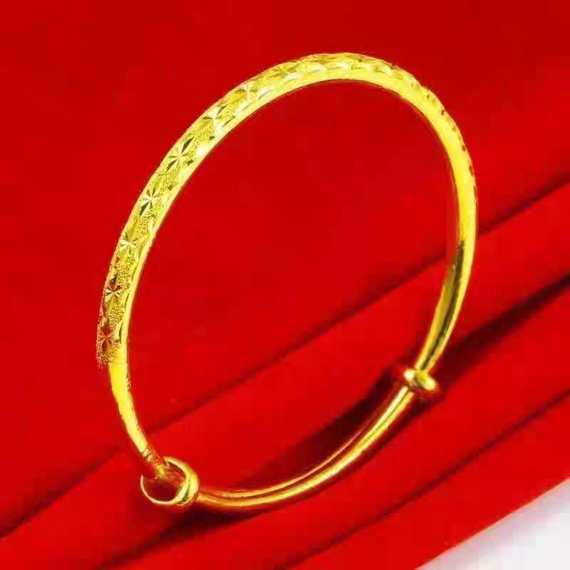 Thin sliding star pattern bracelet, solid gold-colored