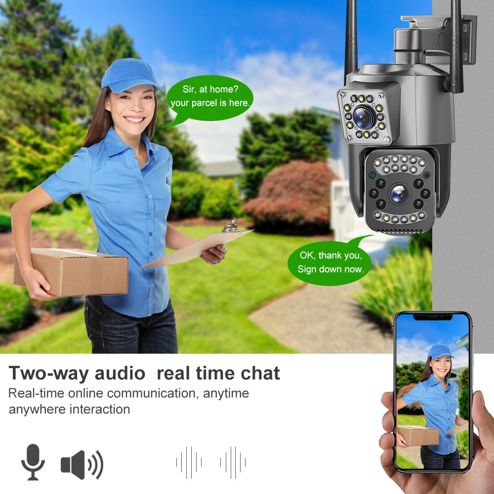 V380 Pro Sicherheitskamera Dual-Objektiv 1080P WIFI Außen