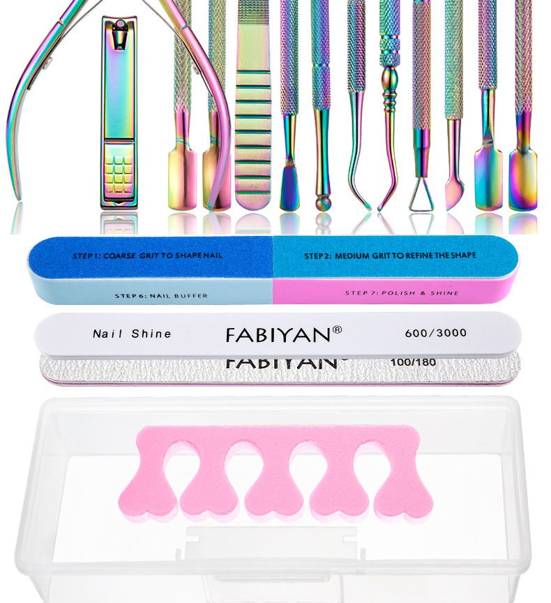 Stainless steel titanium nail care set, multi-piece