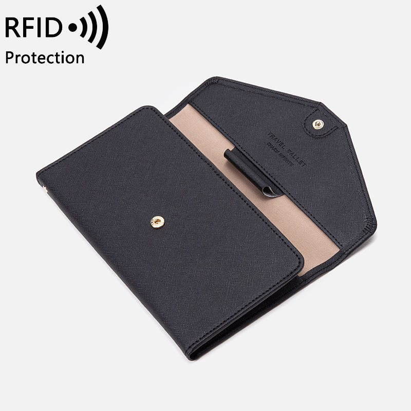 RFID passport wallet, trifold, leather, travel size