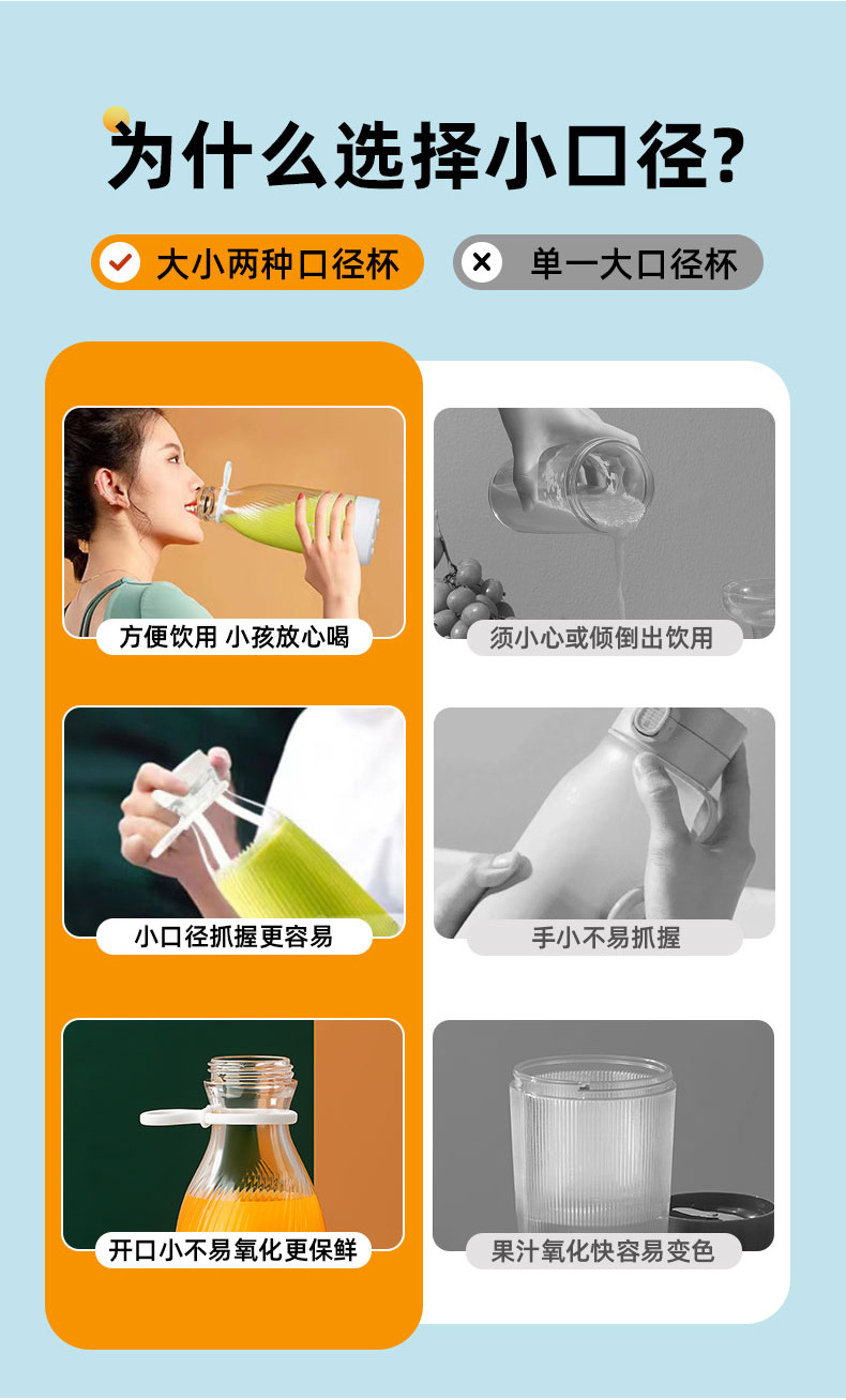 Portable rechargeable juice maker, multifunctional, mini cup