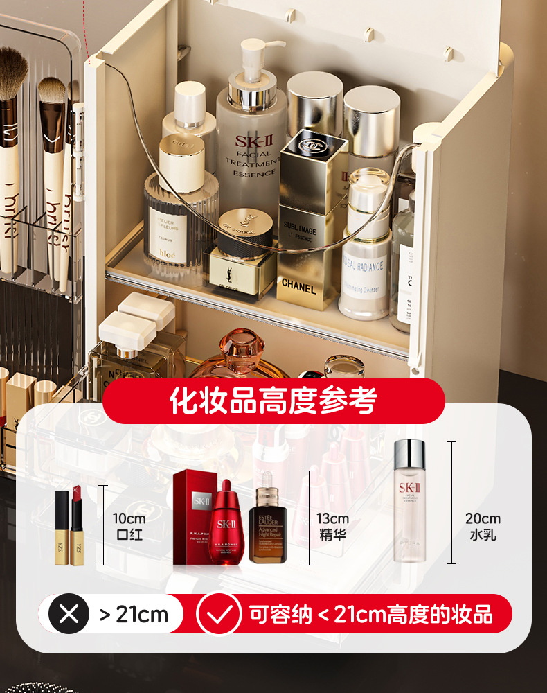 Cosmetics storage box, foldable, dustproof