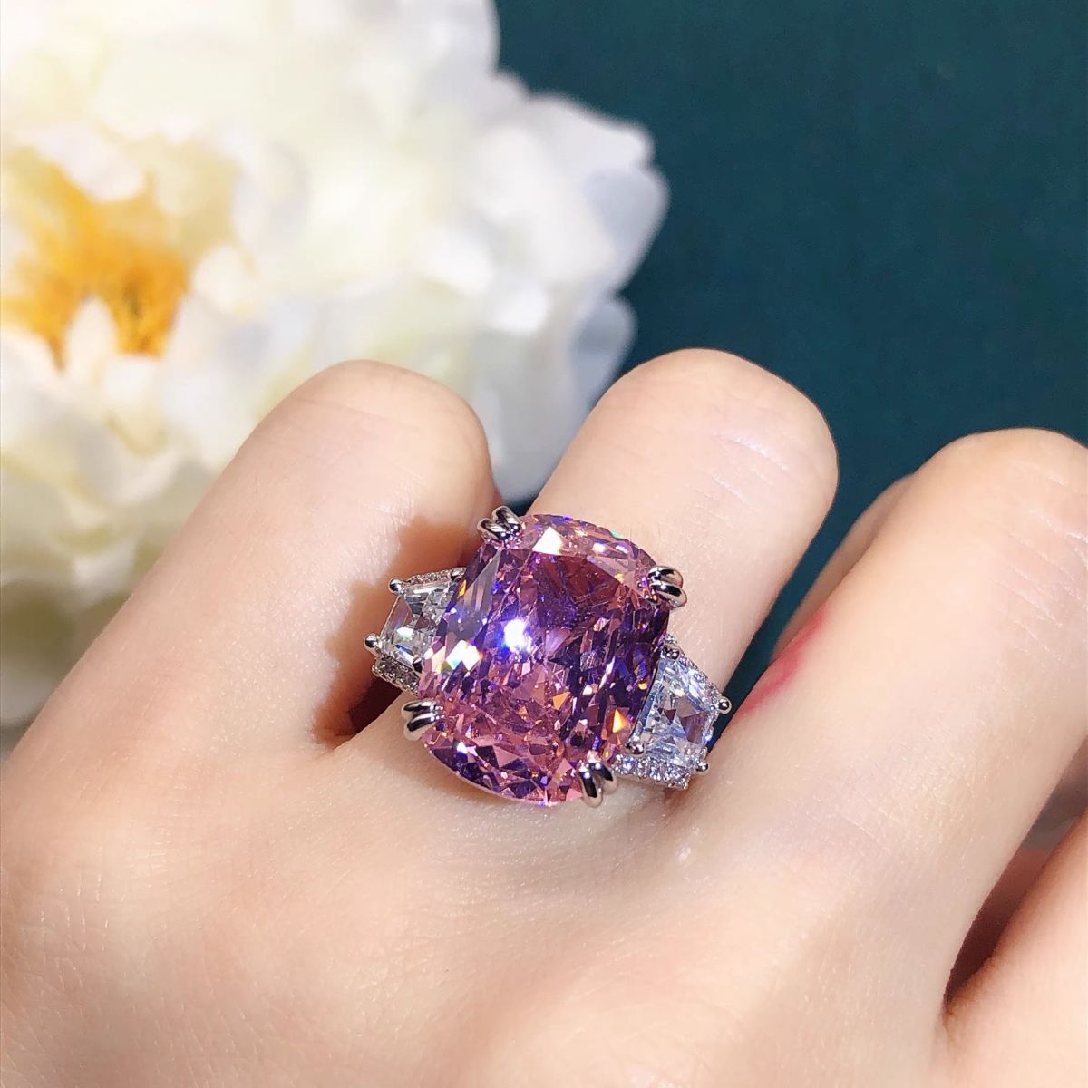 15 karat renkli strass yüzük, ayarlanabilir