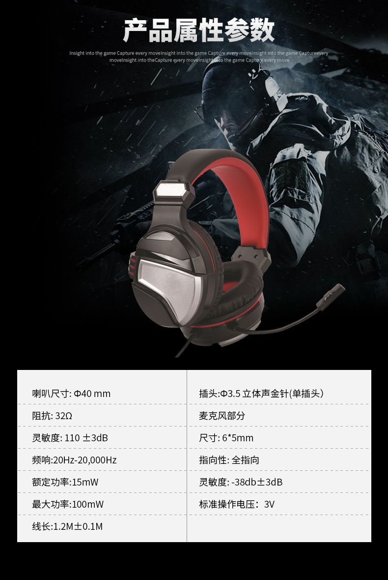 Dier Wired Gaming Headset, Steel Over-Ear with Mic