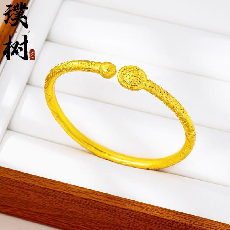 Sha jin bell ruyi bracelet for women, open adjustable, new Chinese style
