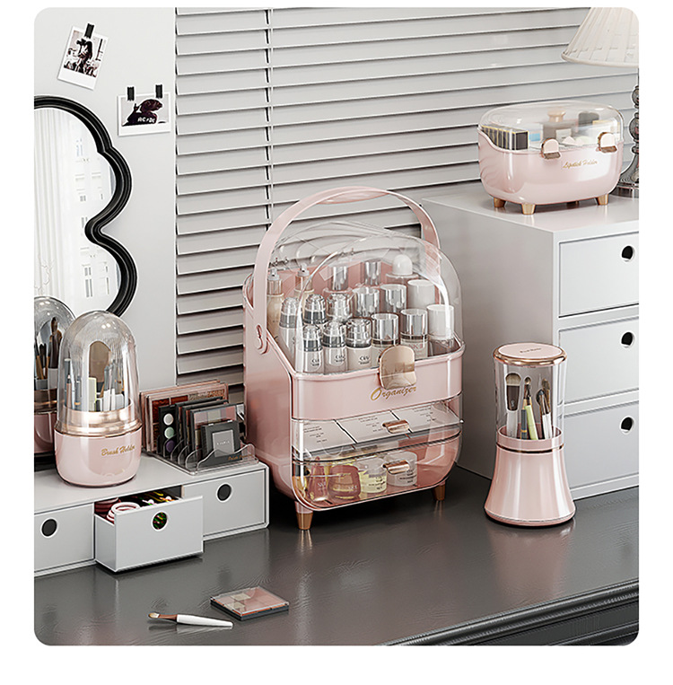 Dust-proof cosmetic storage box, large capacity