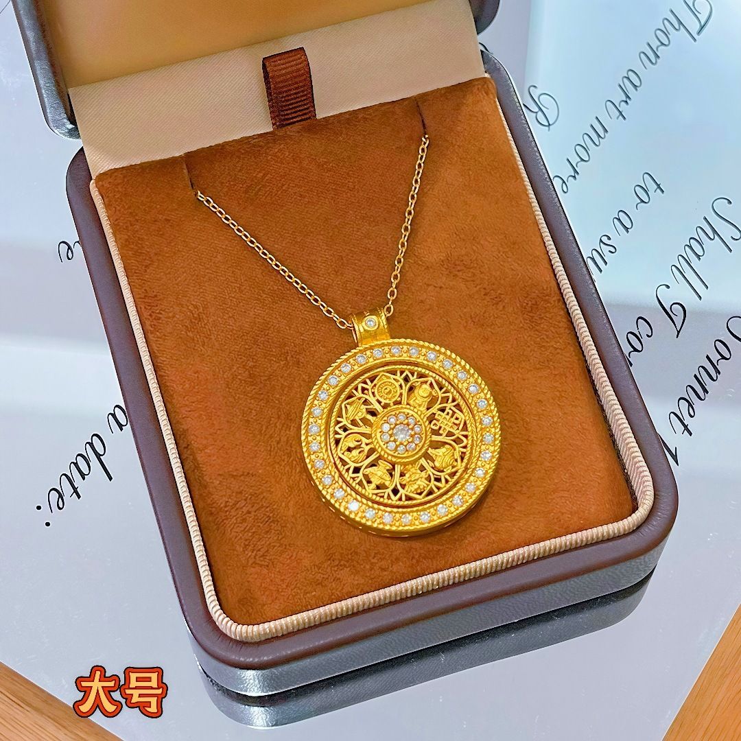Vietnamese gold compass pendant rotatable women necklace