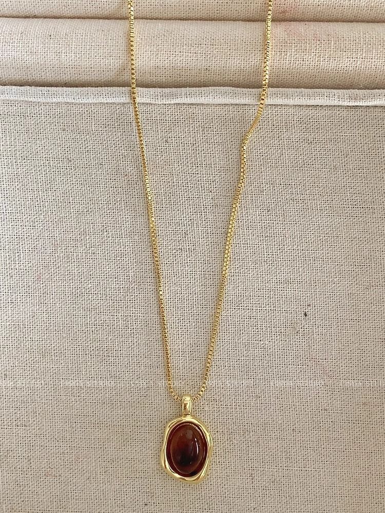 Mehrlagige goldene Bernstein-Pullover-Halskette, Minimal