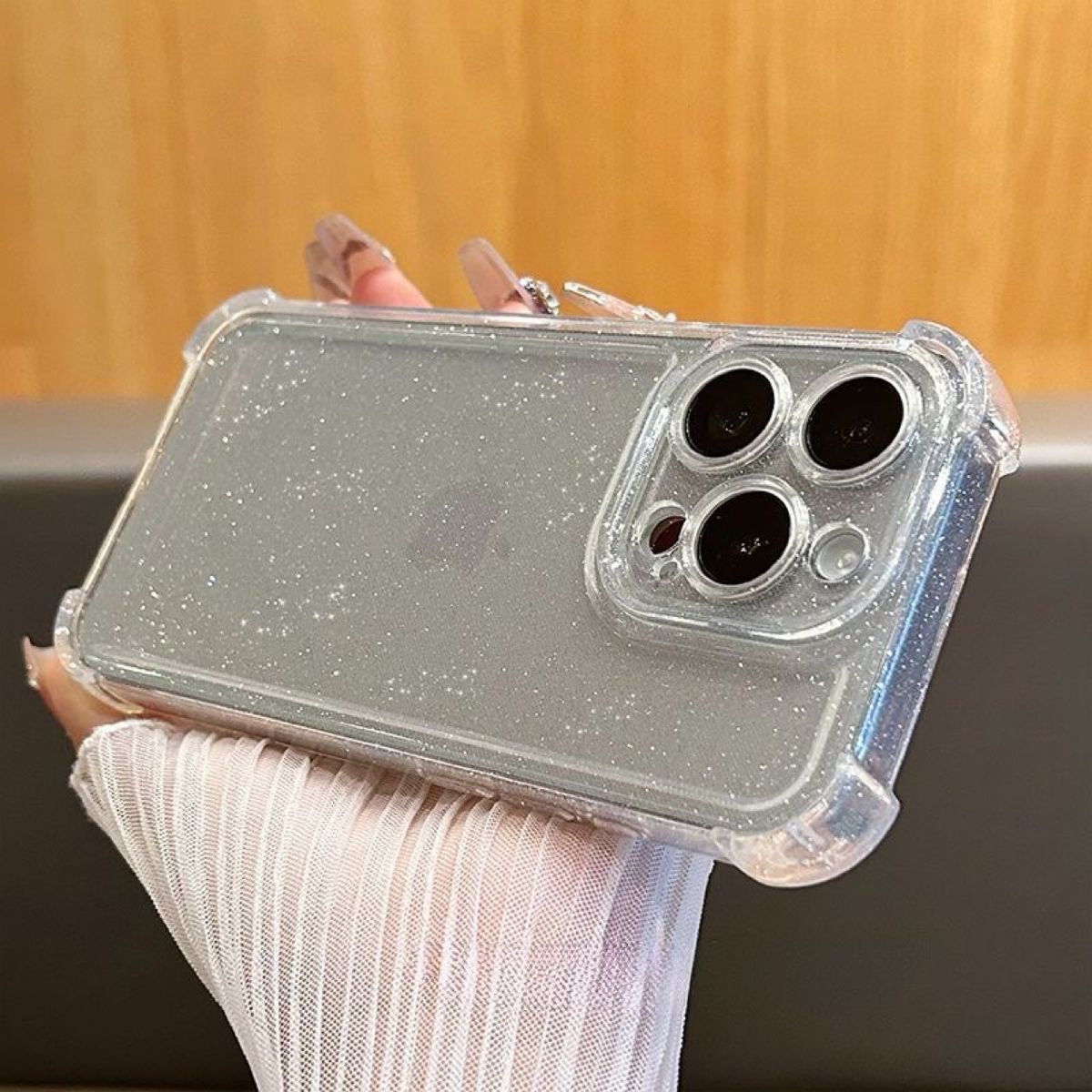 iPhone 16 Pro Max glitter kılıf, dört köşe koruma, yumuşak TPU