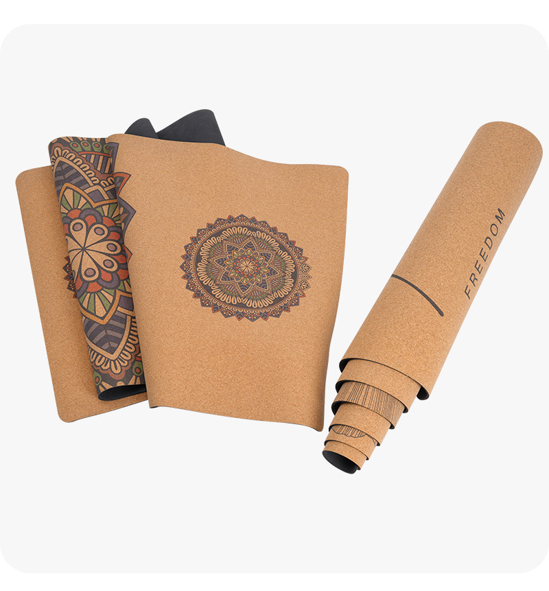 Natural cork rubber yoga mat, 4.5mm, non-slip, extra wide
