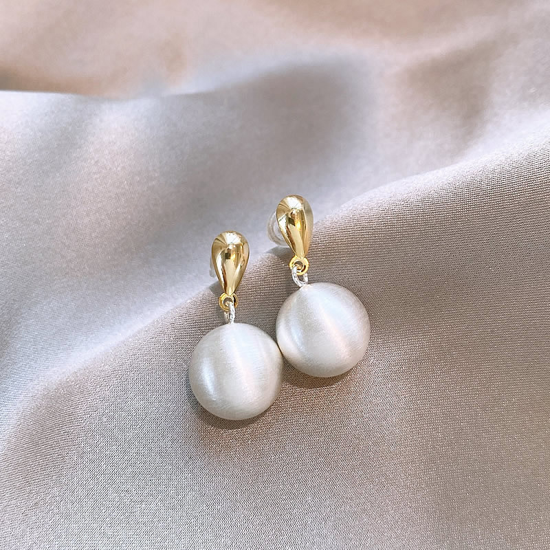 Metal round ball stud earrings, brushed finish