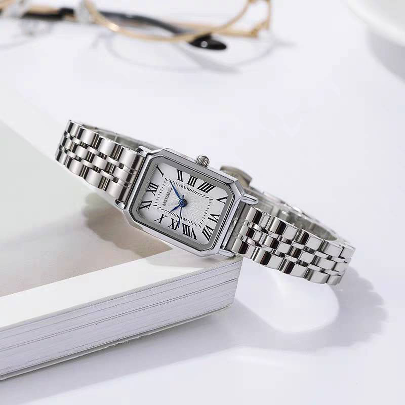 Minimalist women's watch, quartz, small square dial
