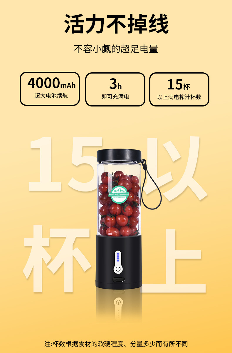 Tragbarer Entsafter, Mini-Fruchtentsafter, USB-aufladbar