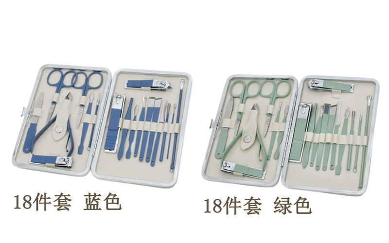 Manicure pedicure set, matcha green, 18-piece