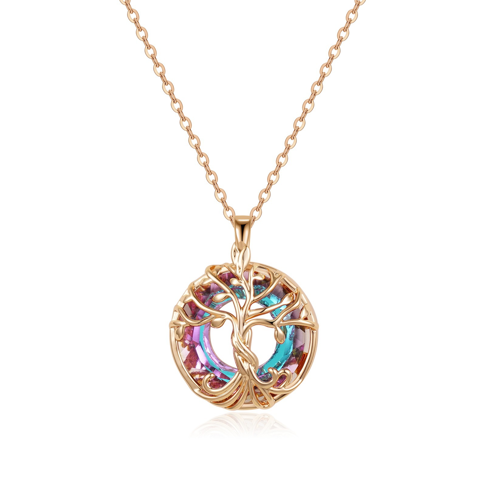 Crystal Glass Life Tree Necklace, Colorful Design