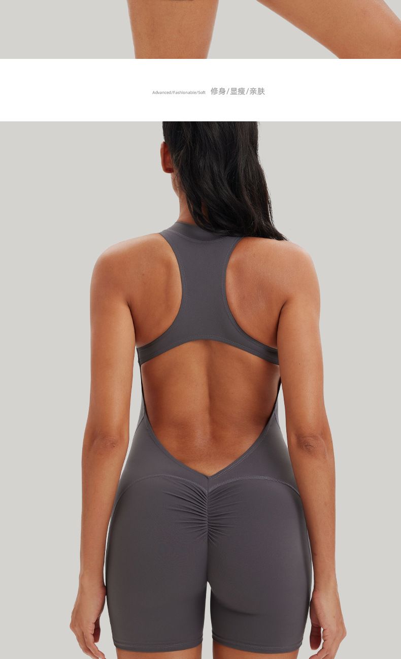 Profesyonel Spor Yoga Tulum Fermuar Nefes Alabilen Kız Arkası
