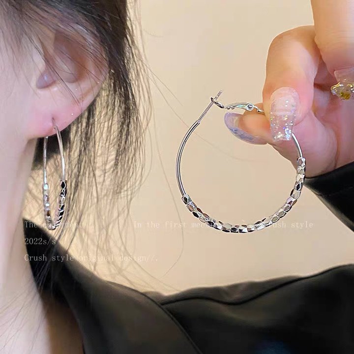 S925 silver hoop earrings, minimalist, fashion, versatile