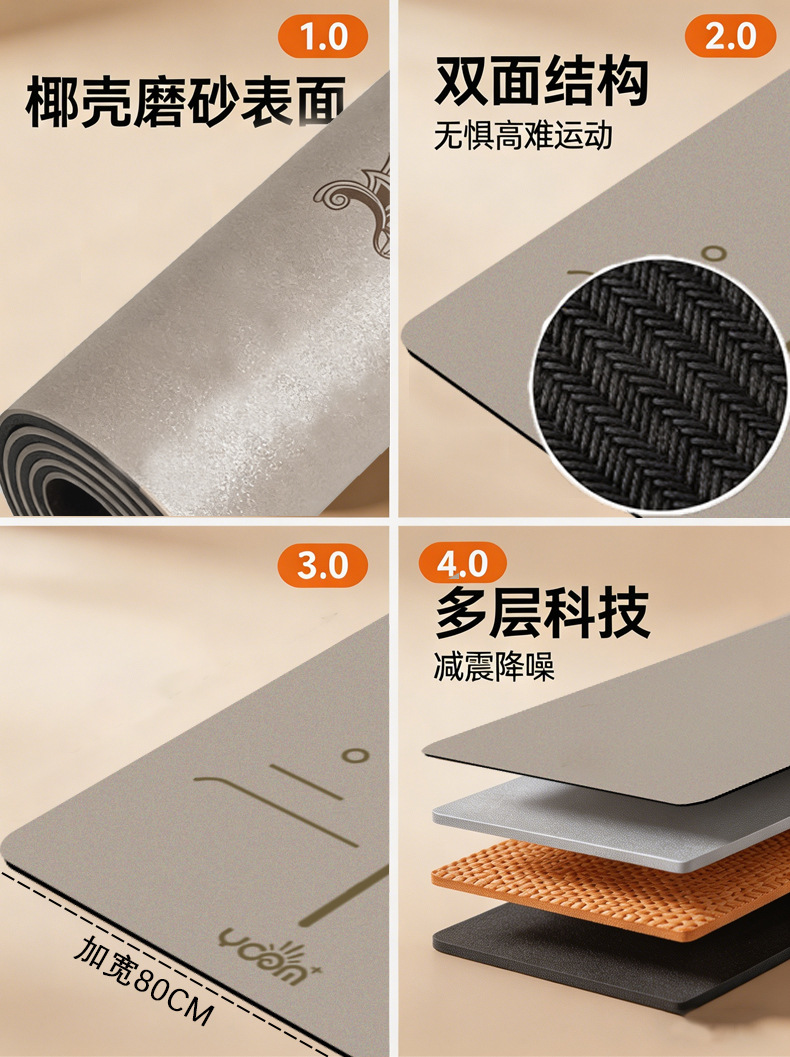 Extra large yoga mat, thick, soundproof, non-slip