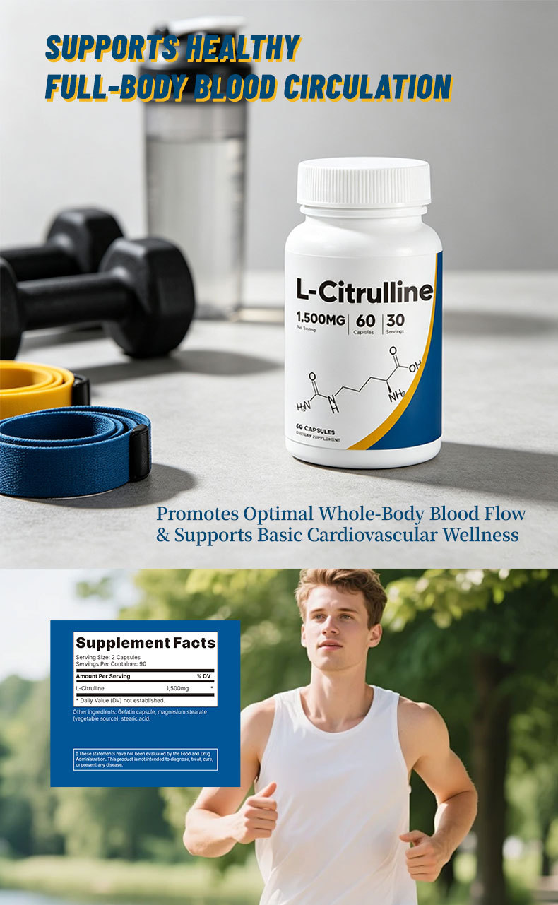 L-Citrulline kapsülleri, spor takviyesi