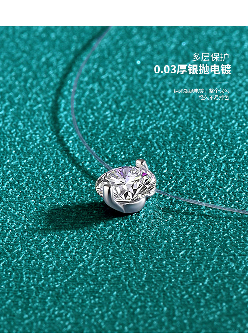 S925 Silber Moissanit Halskette, Meerjungfrauen-Träne