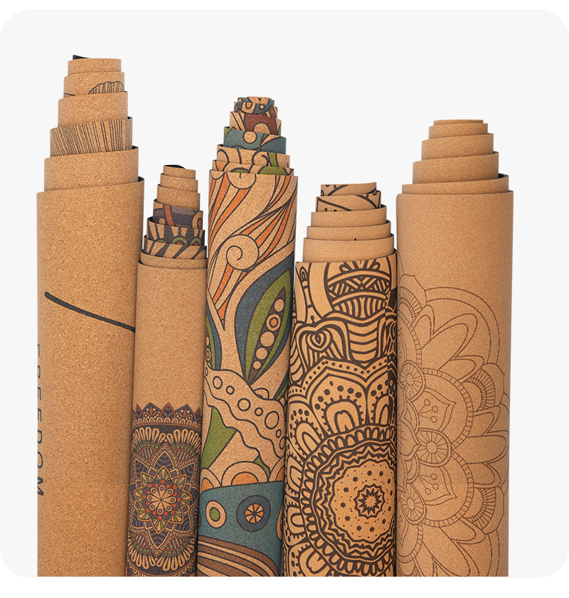 Natural cork rubber yoga mat, 4.5mm, non-slip, extra wide
