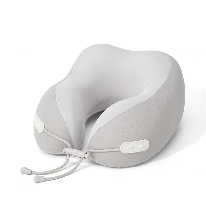 Ice silk U-shaped travel pillow with foldable neck support