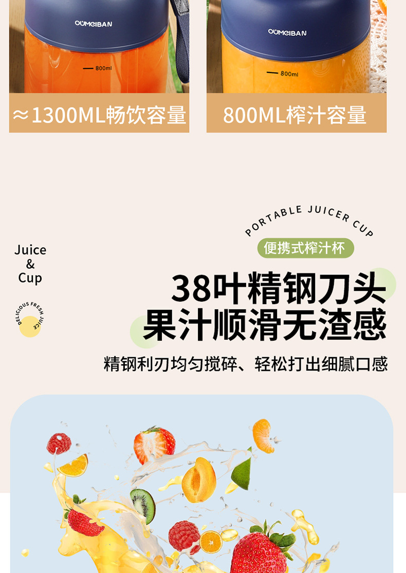 Oumeibang Wireless Portable Juicer, Large Capacity