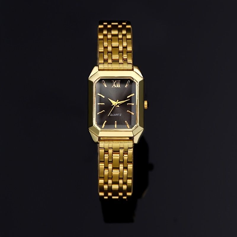 5-Piece Square Dial Women's Quartz Watch Set with Necklace