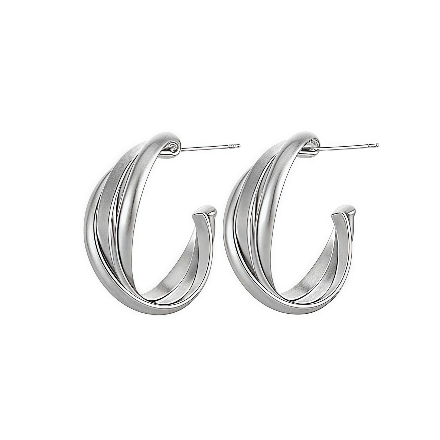 S999 Sterling Silver Geometric Cross Stud Earrings