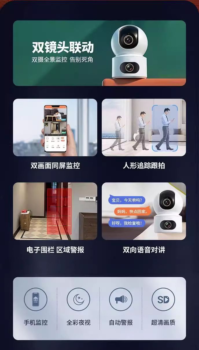 Home Security Camera Wireless 360 Degree Voice Function HD