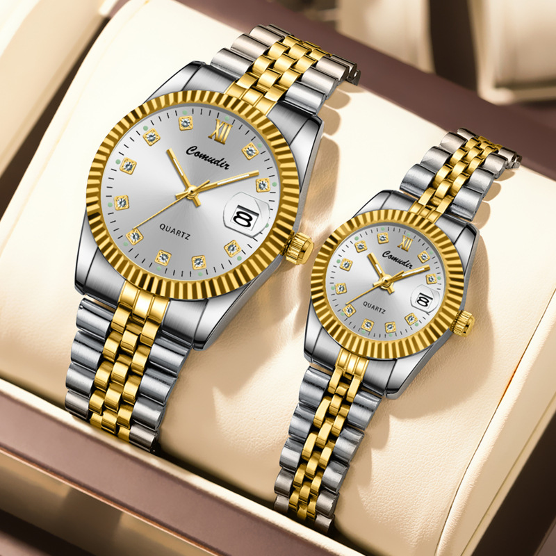 Couple quartz watch, waterproof with calendar