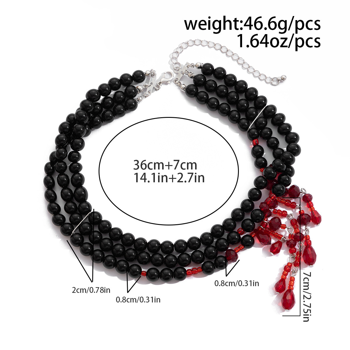 Perlenkette mit Tropfenblut-Design, Choker