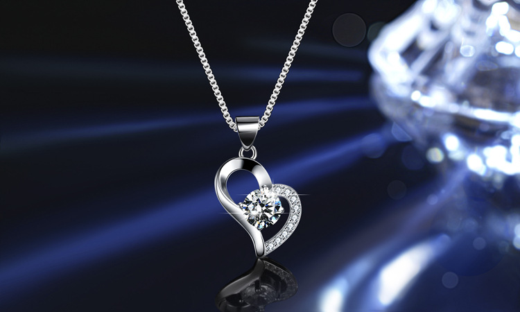 Moissanit-Anhänger-Halskette S925 Sterlingsilber rhodiniert