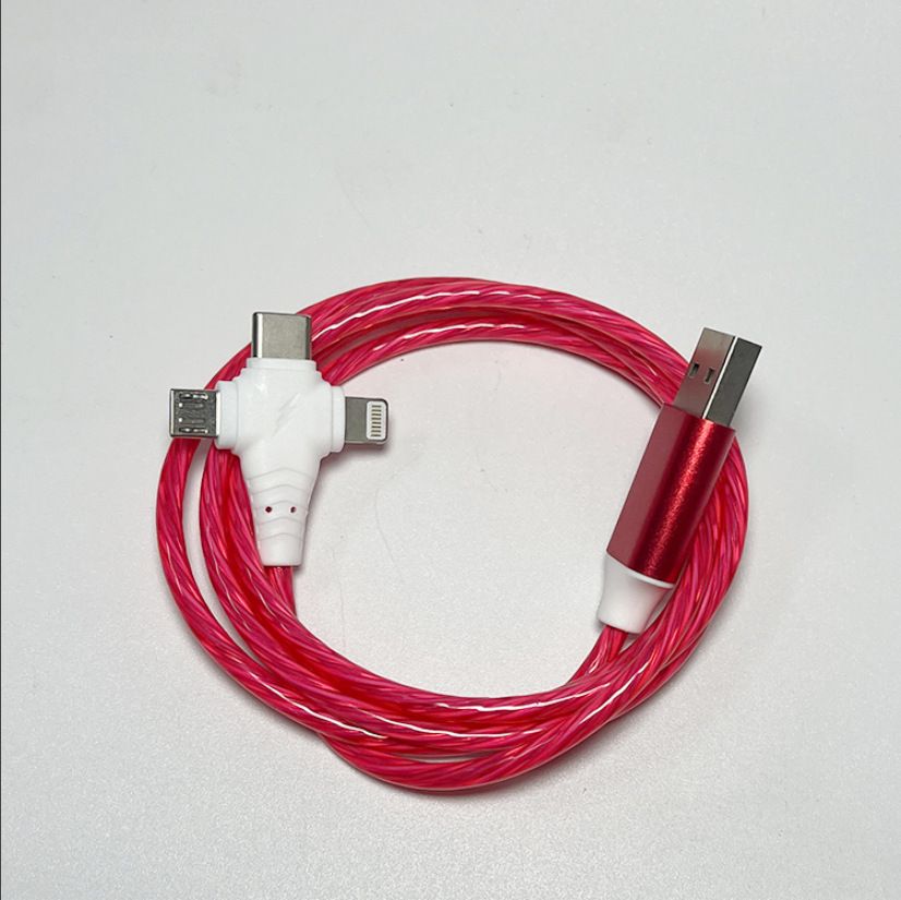 Araba kullanımı için üçü bir arada ışıklı veri kablosu, Apple type-c ışıklı taşınabilir çok bağlantı noktalı ışıklı hızlı şarj flaş şarjı için uygundur