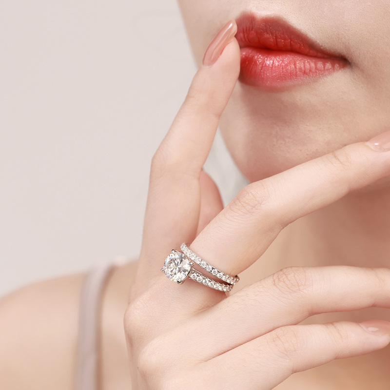 925 Silver 18K Gold 3 Carat Moissanite Ring Women