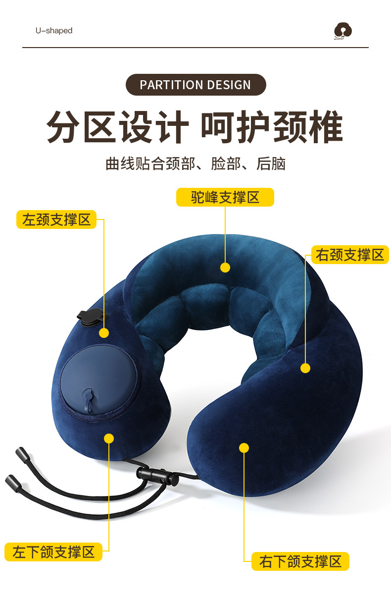 U-Shaped Travel Pillow Inflatable Foldable Portable