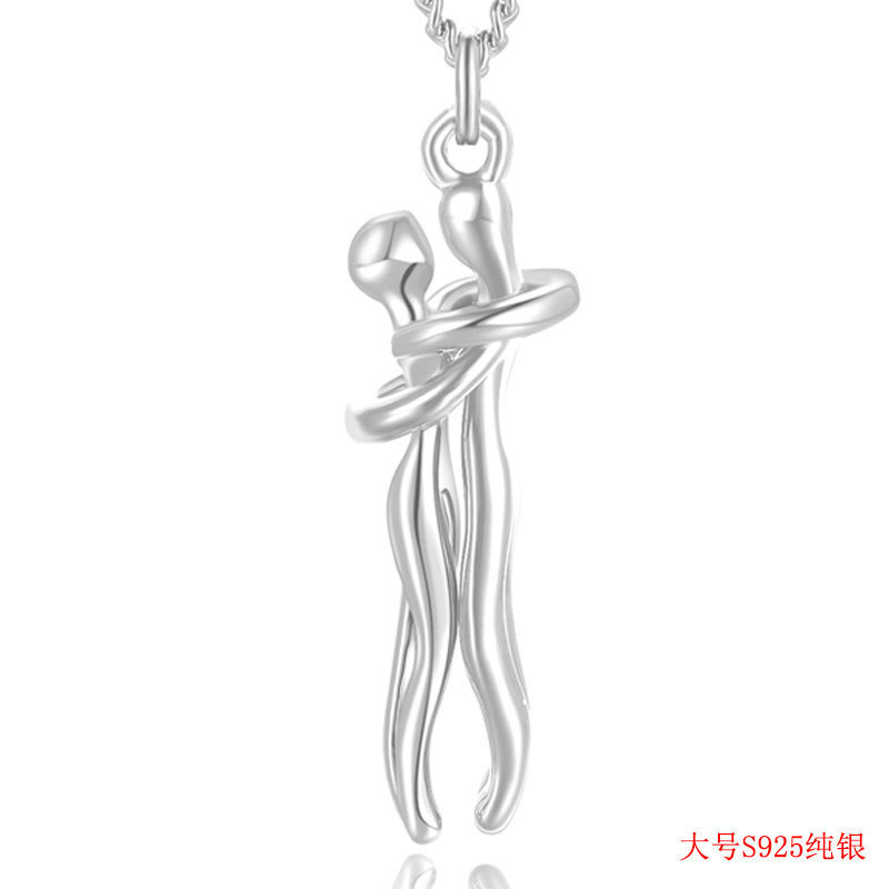 S925 Silber Partnerkette mit Umarmungsmotiv
