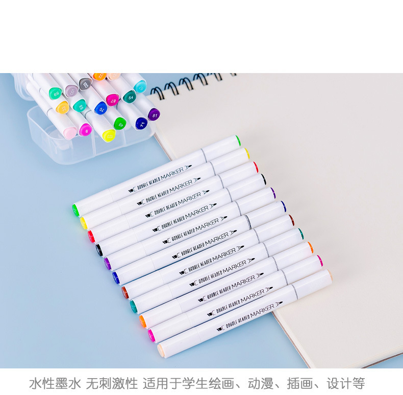Double-ended marker pen set 12 colours washable