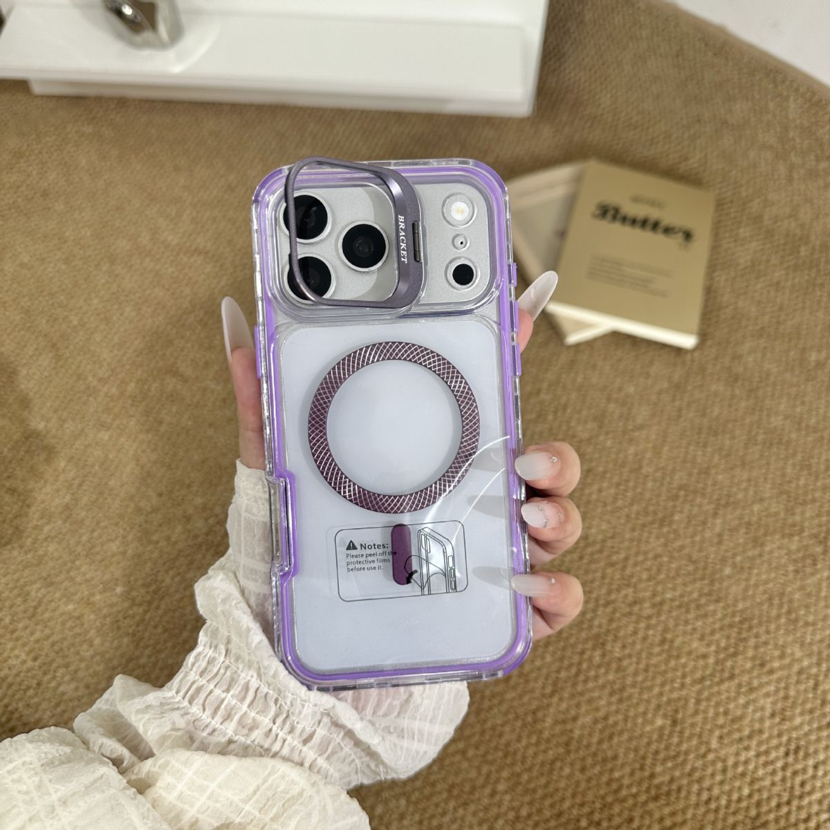 iPhone 18 Pro Max phone case, stand function, transparent