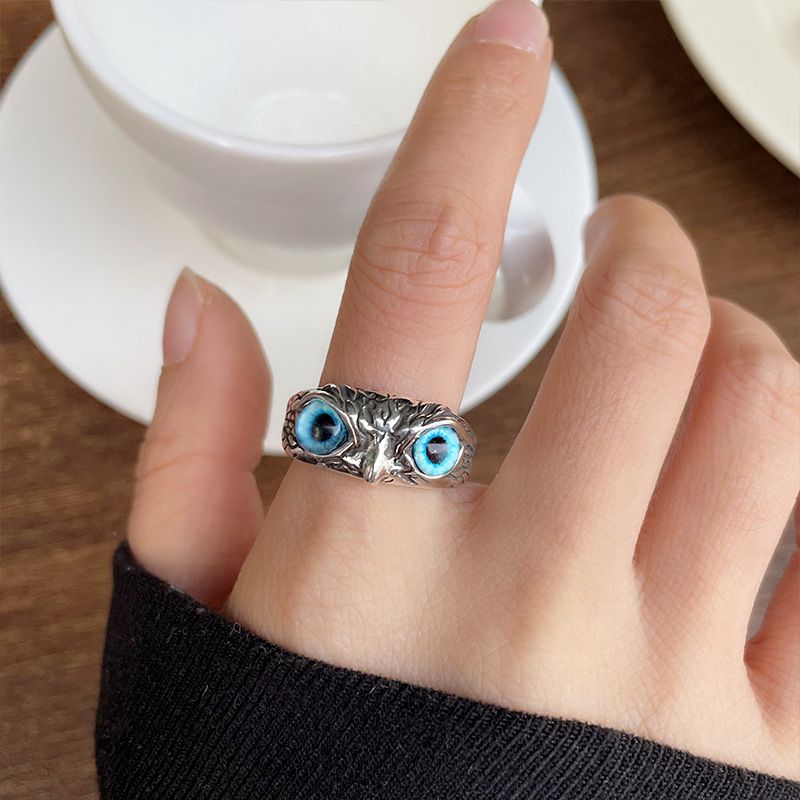925er Silber Eulen-Ring Vintage-Stil Designer